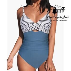 Eomenie Cross Front Cut Out Tie Back One Piece Swimsuitq Size XL